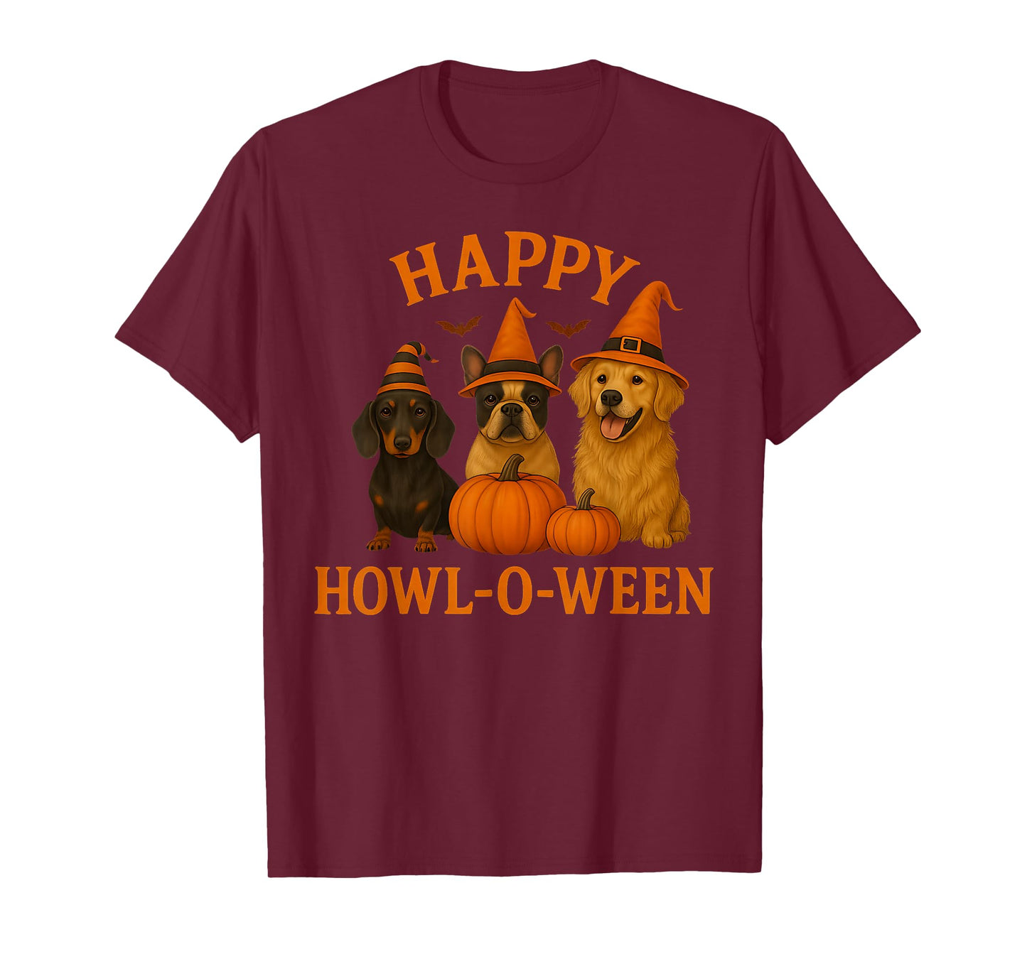 Happy Howl-O-Ween Wiener Dog Pumpkin Halloween Men Women Kid T-Shirt