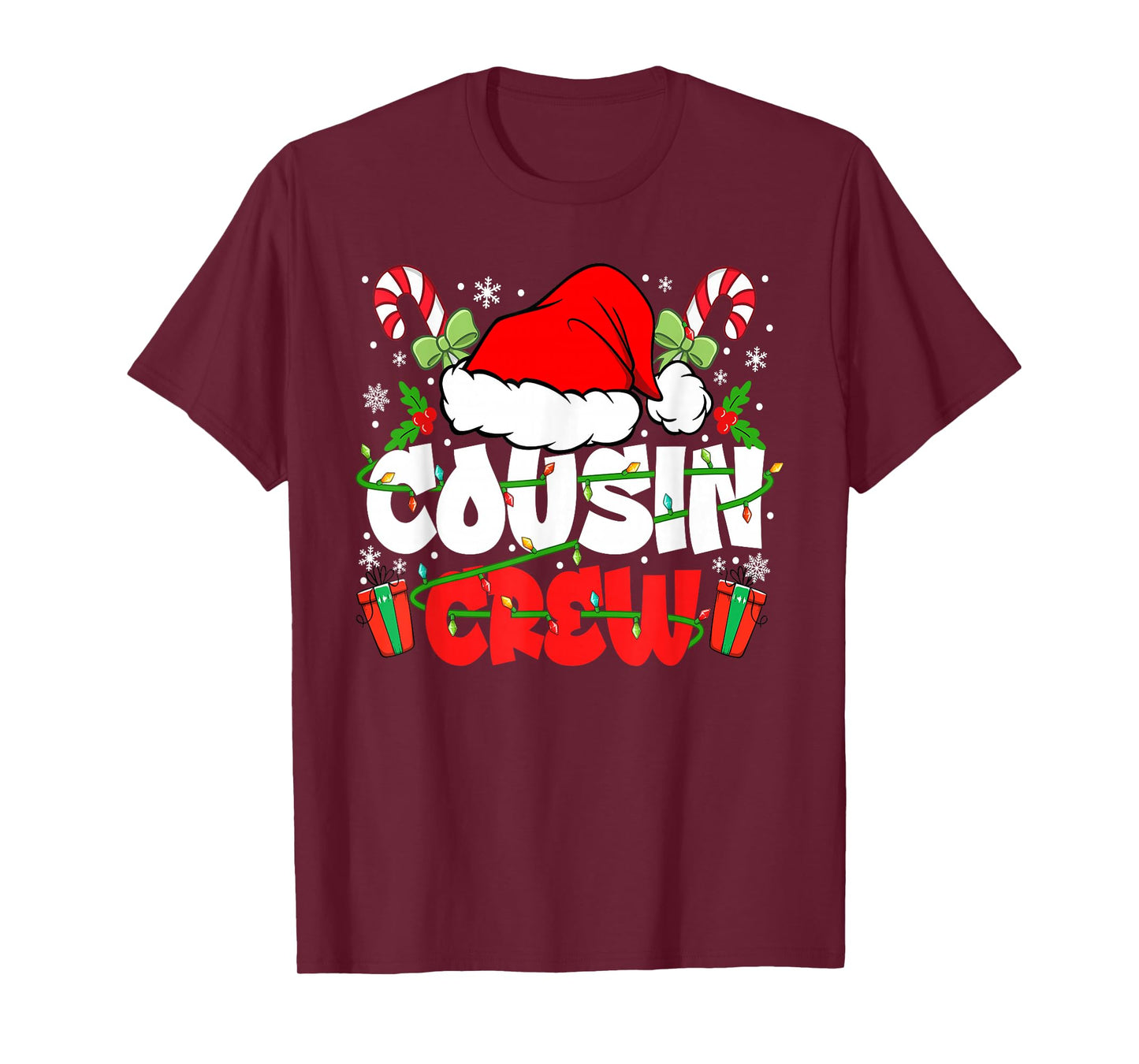Cousin Crew Christmas Santa Hat Lights Xmas Men Boys Kids T-Shirt