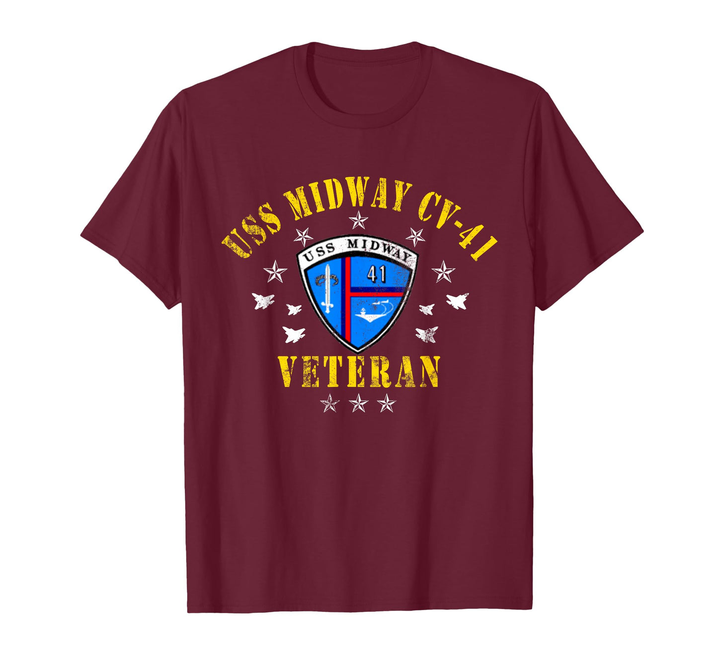 USS Midway CV 41 Aircraft Carrier Veteran USA Flag Vintage T-Shirt