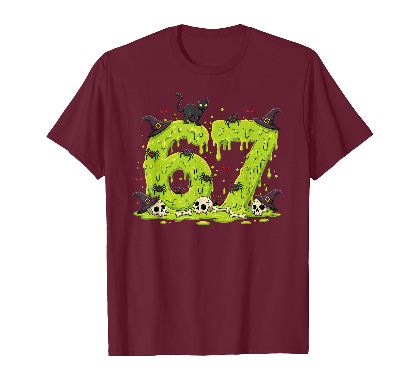 Witch Cat Number 67 Meme Six Seven Gen Alpha Slang Halloween T-Shirt