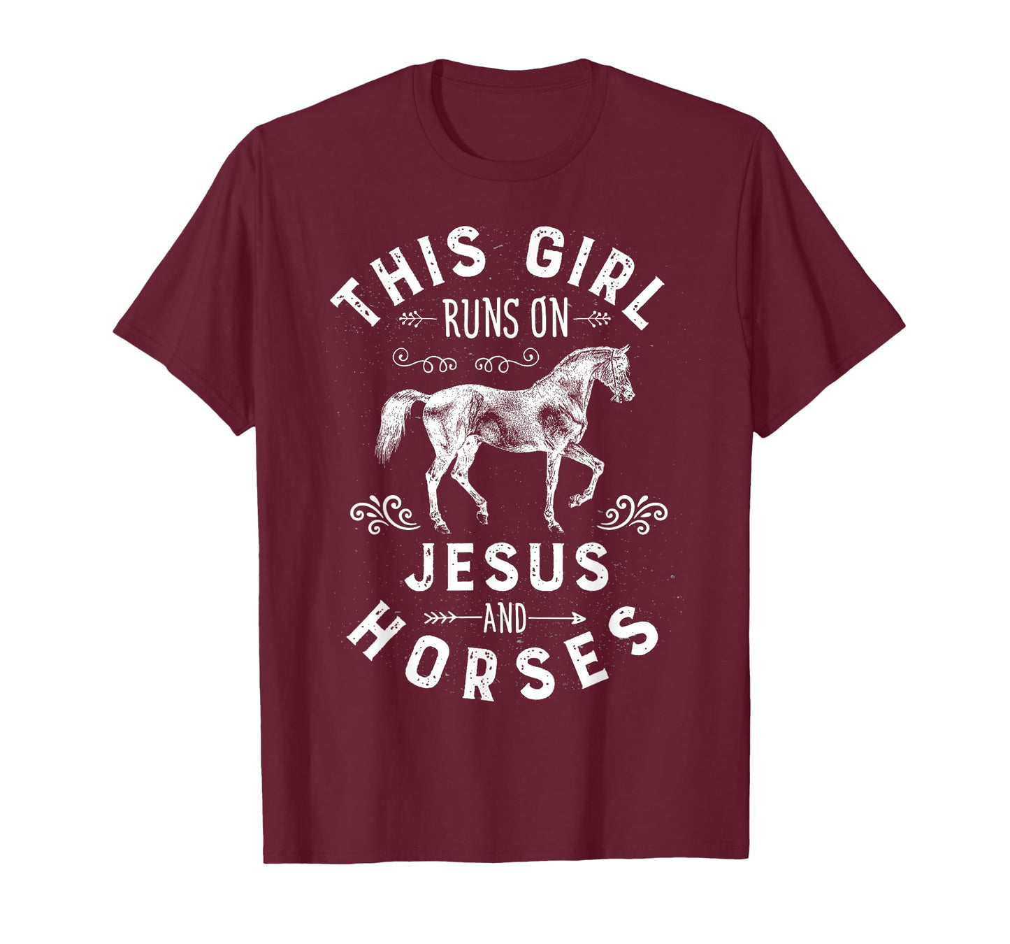 This Girl Runs On Jesus And Horses Horse Riding Equestrian T-Shirt
