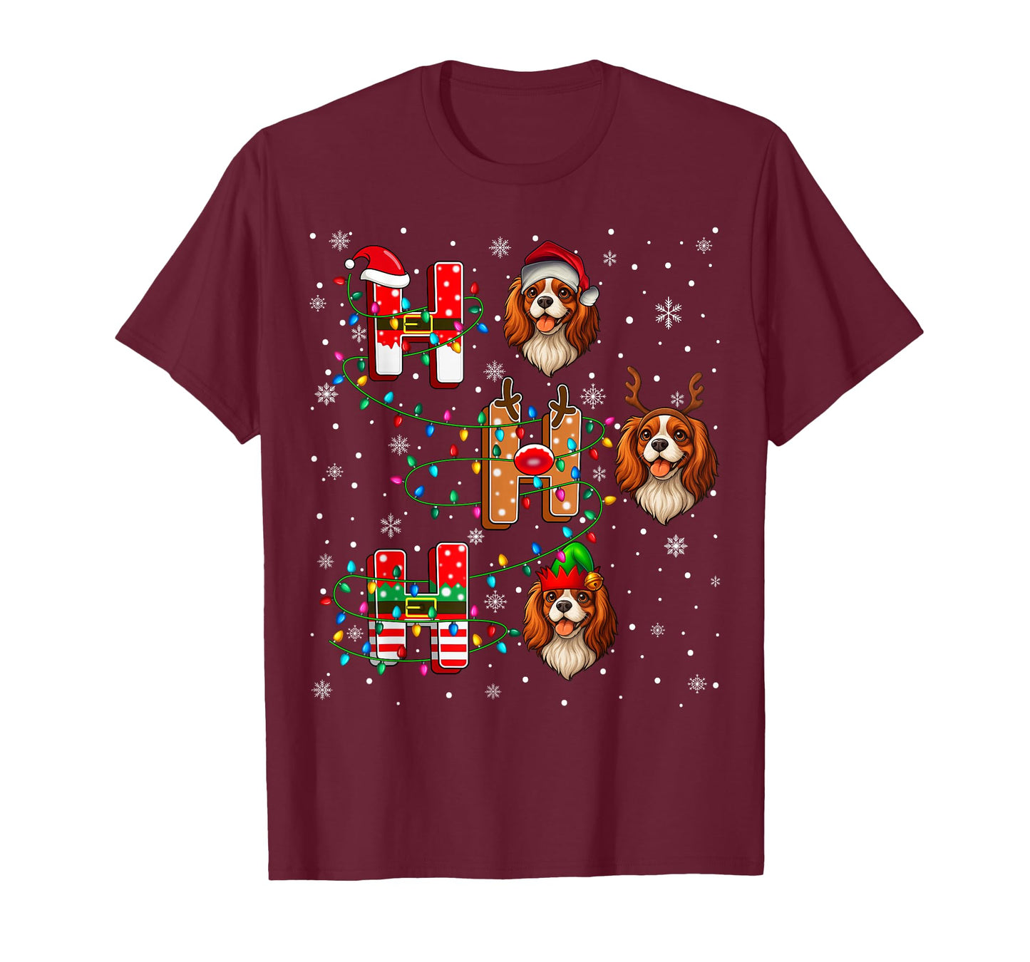 Ho Ho Ho Santa Elf Cavalier King Charles Spaniel Dog Xmas T-Shirt