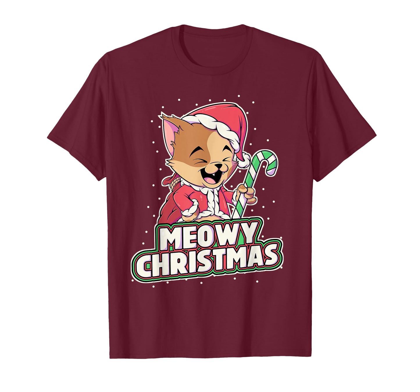 Meowy Christmas Alley Cat Lovers Santa Cat Xmas Candy Cane T-Shirt