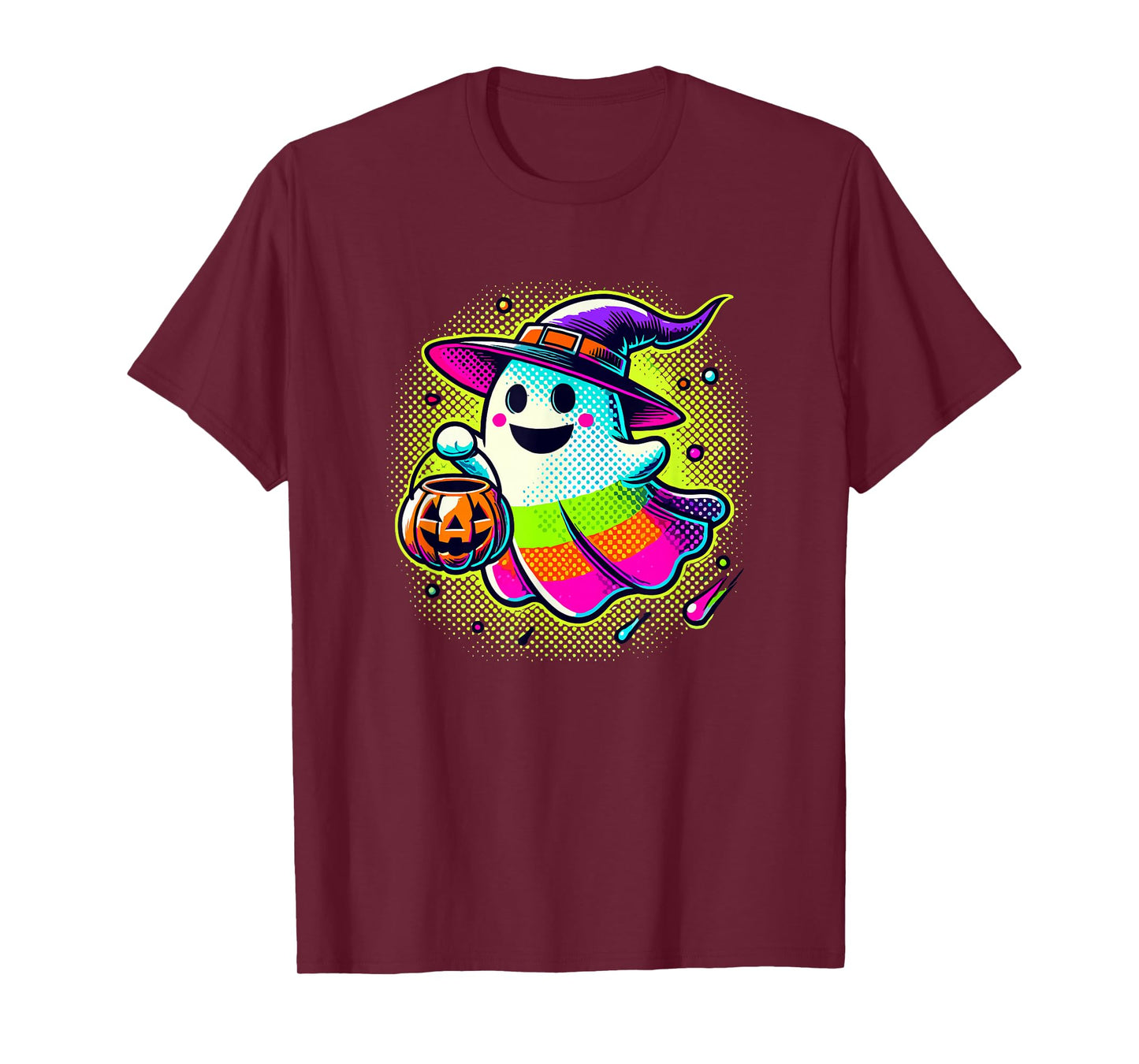 Paint Art Halloween Trick Or Treat Witch Ghost T-Shirt