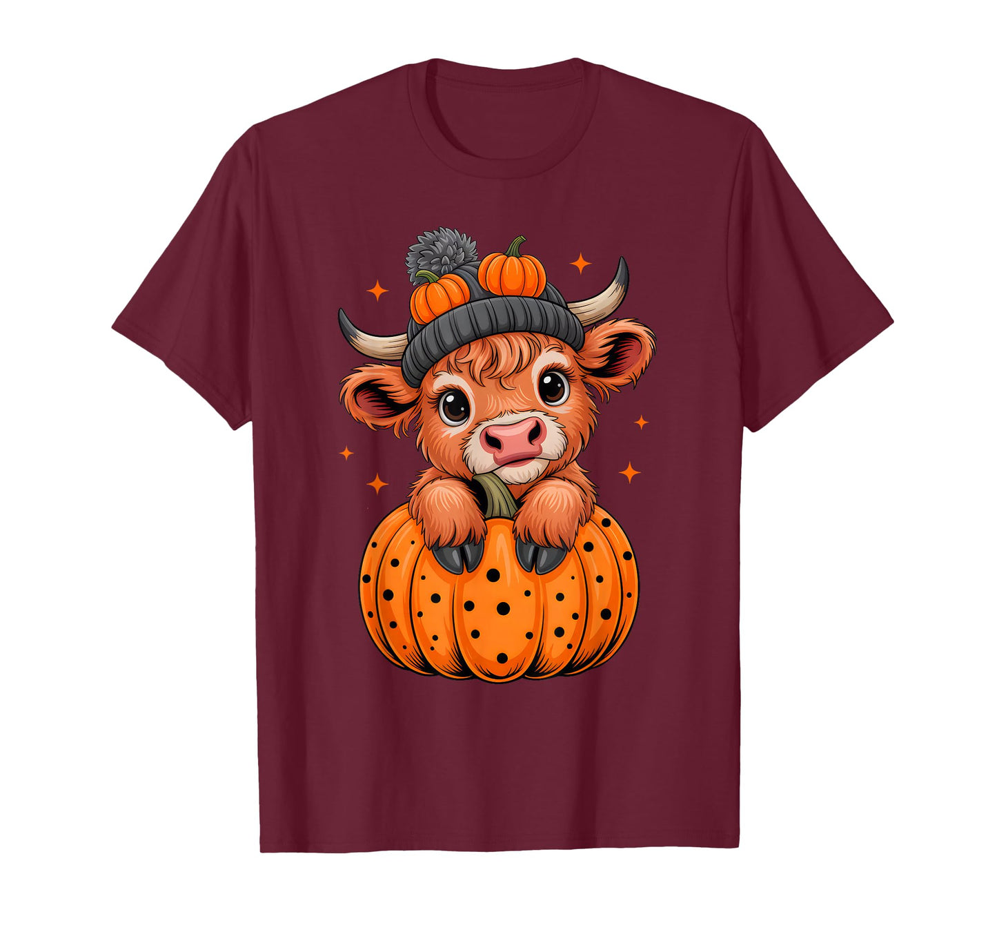 Highland Cow Pumpkin Autumn Halloween Costume Men Women Kids T-Shirt