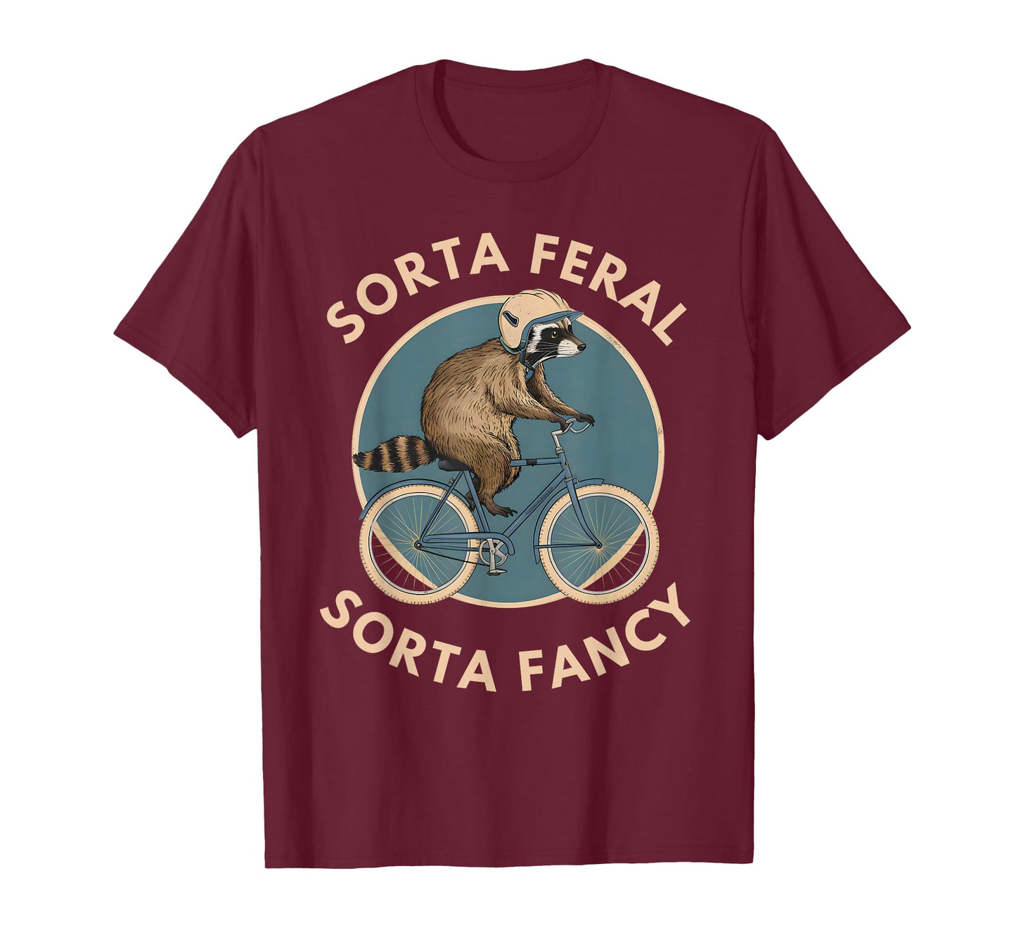 Raccoon Bicycle Riding Vintage Animal Funny Feral Cyclist T-Shirt