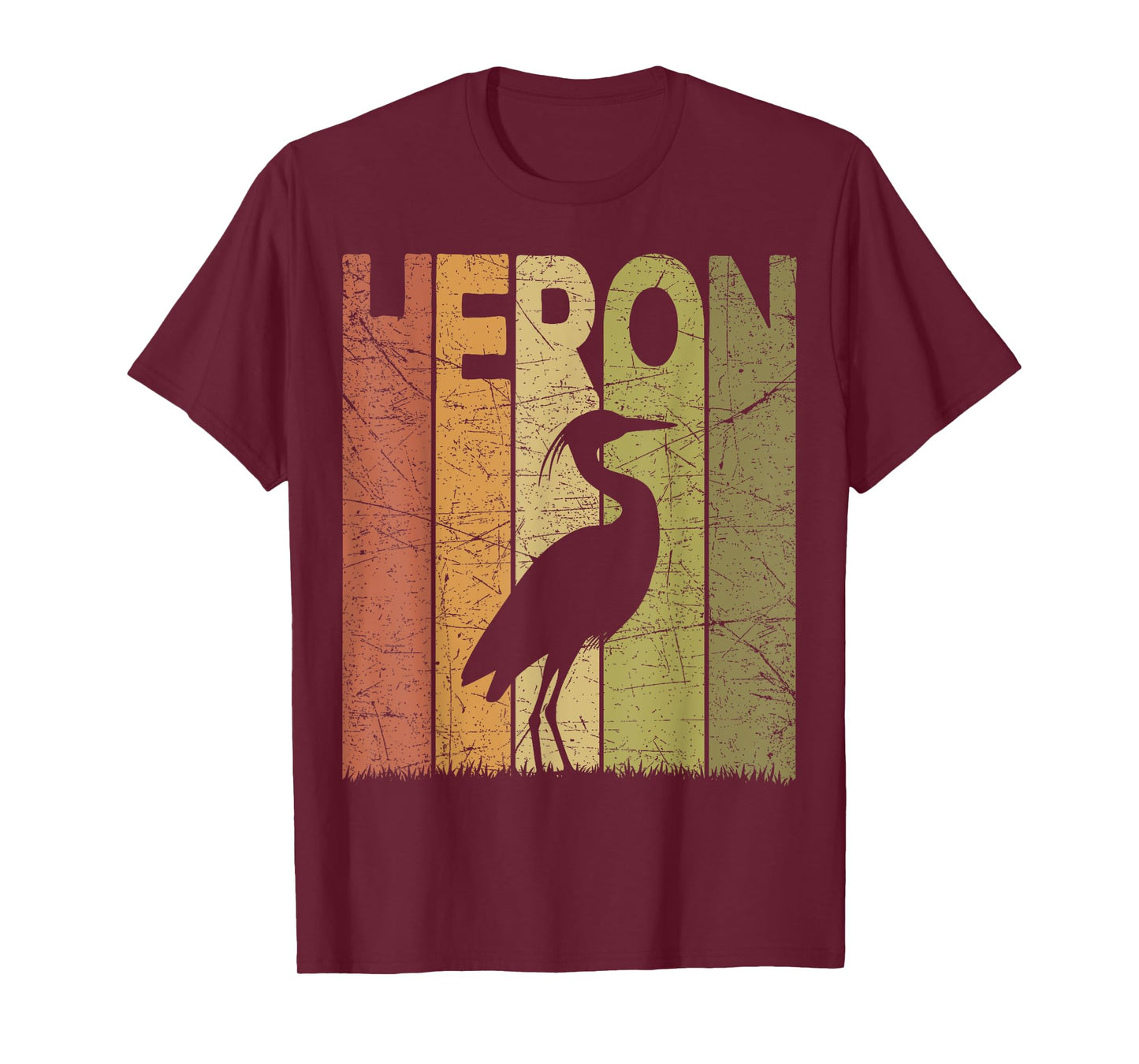 Heron Vintage Birdwatching Heron Retro Ornithology Birding T-Shirt