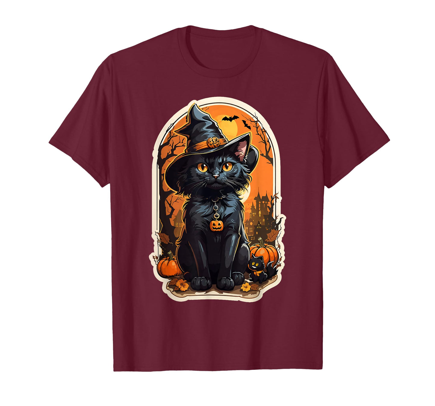 Halloween Cat Retro Cat Halloween Pumpkin Vintage T-Shirt