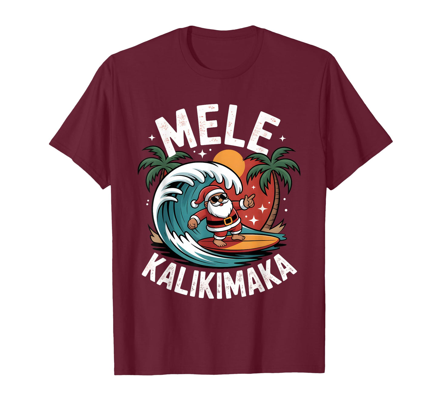 Mele Kalikimaka Shirt Hawaiian Christmas Surfing Santa Tee T-Shirt