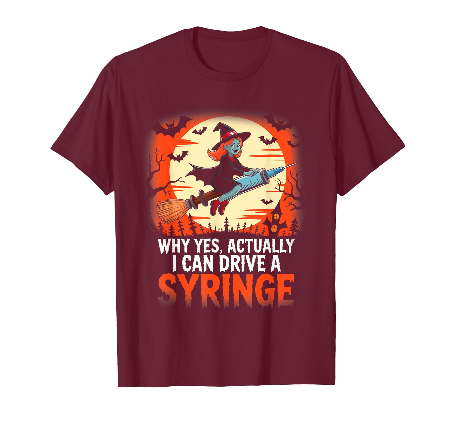 Funny Nurse Witch Halloween Syringe Costume Spooky Cute Tee T-Shirt