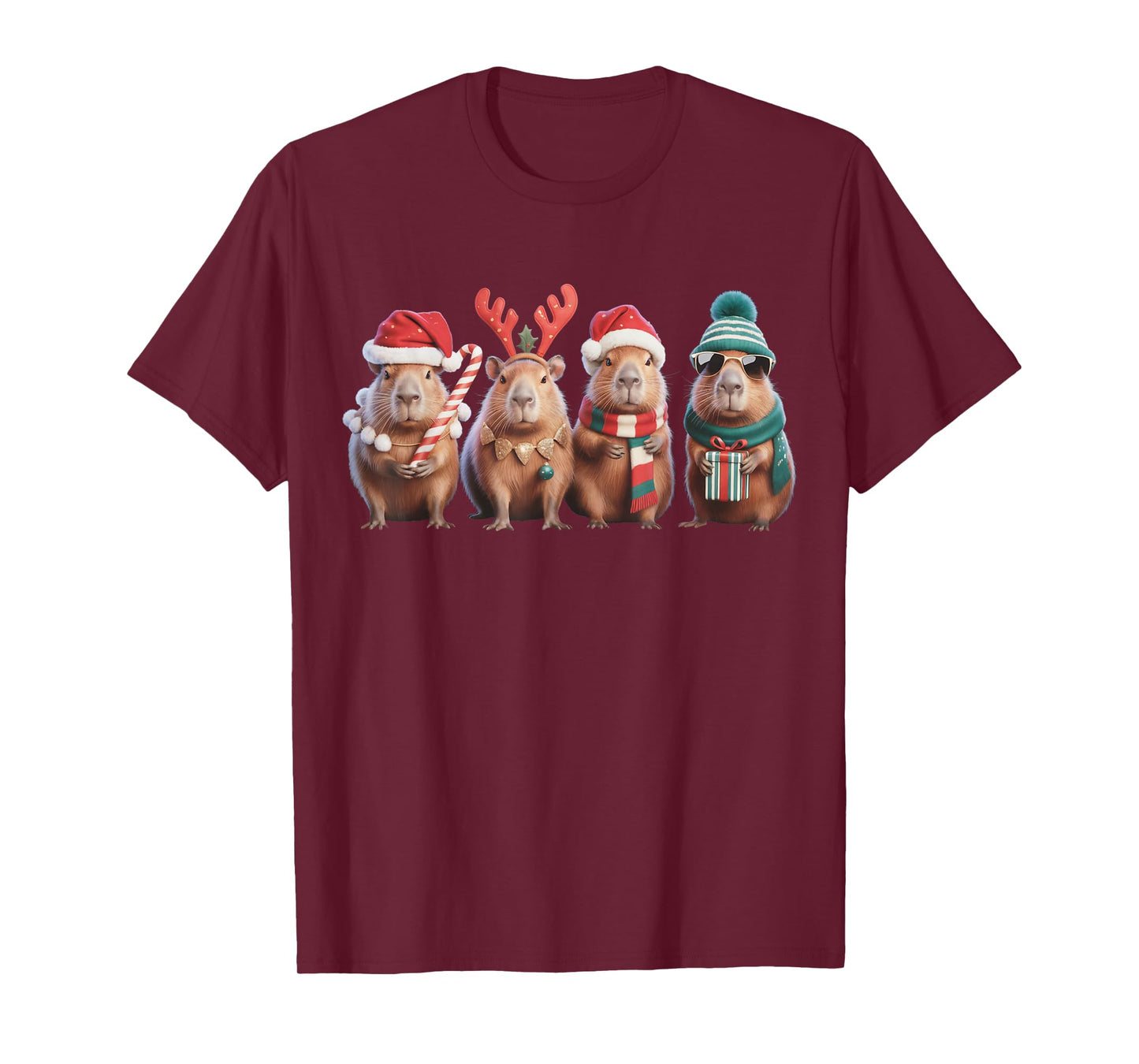 Christmas Lights Capybara Xmas Santa Capybara Men Women Kids T-Shirt