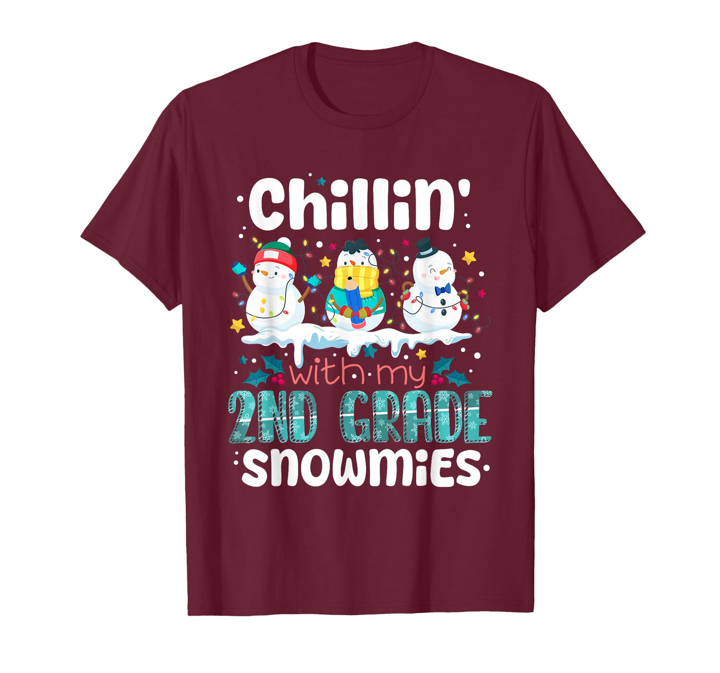 Chillin with My 2nd Grade Snowmies Teacher Christmas Snowman T-Shirt