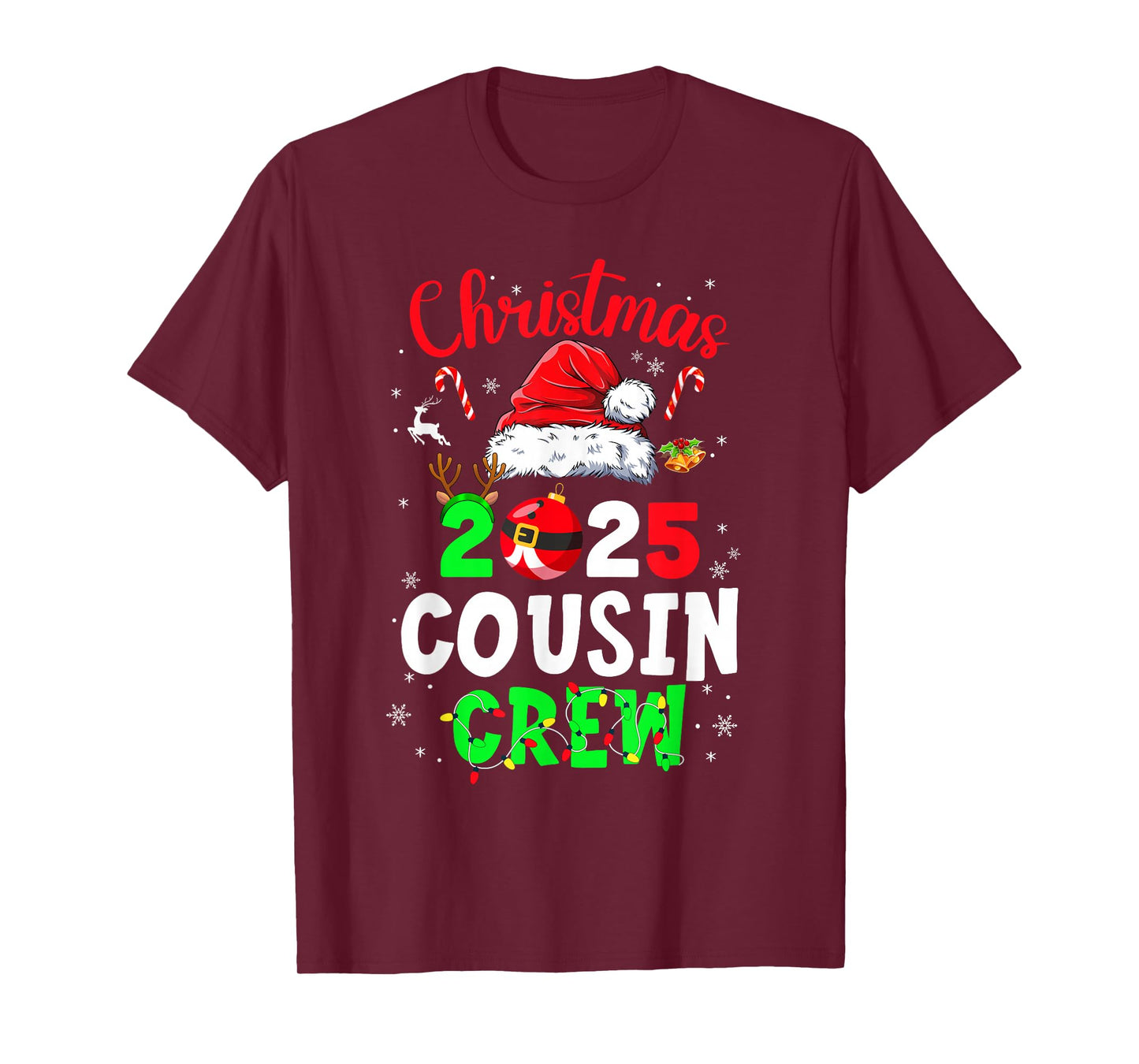 Christmas 2025 Cousin Crew Santa Hat for Men Women Kids T-Shirt