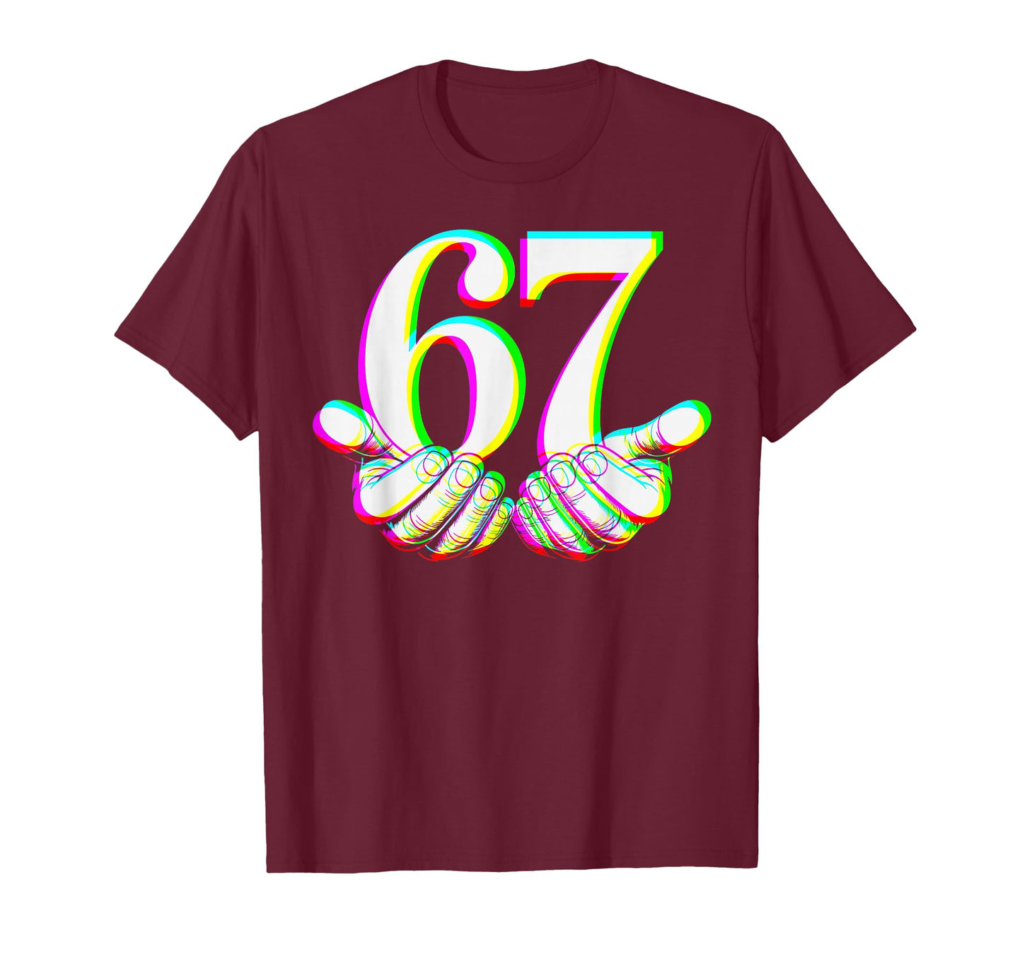 Funny 67 Hand Six Seven Meme Gen Alpha Slang Design T-Shirt