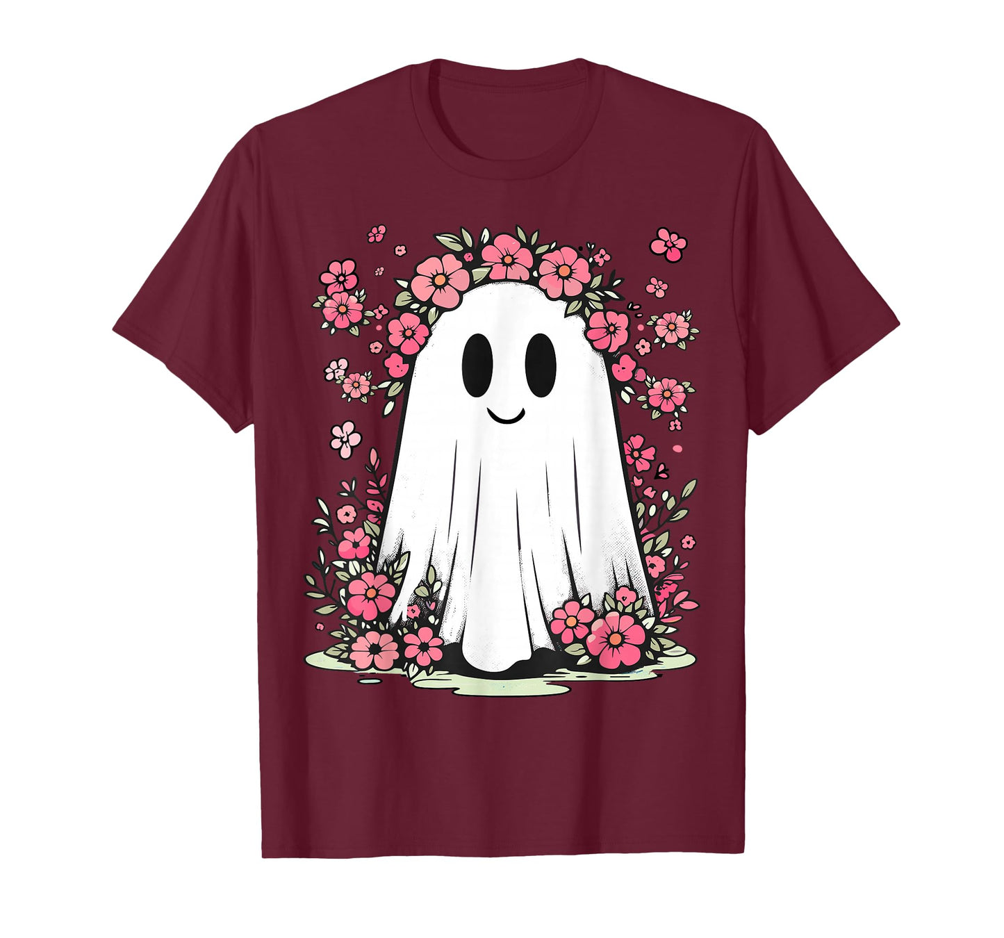 Floral Ghost Halloween Girls Cute Spooky Halloween Ghost T-Shirt