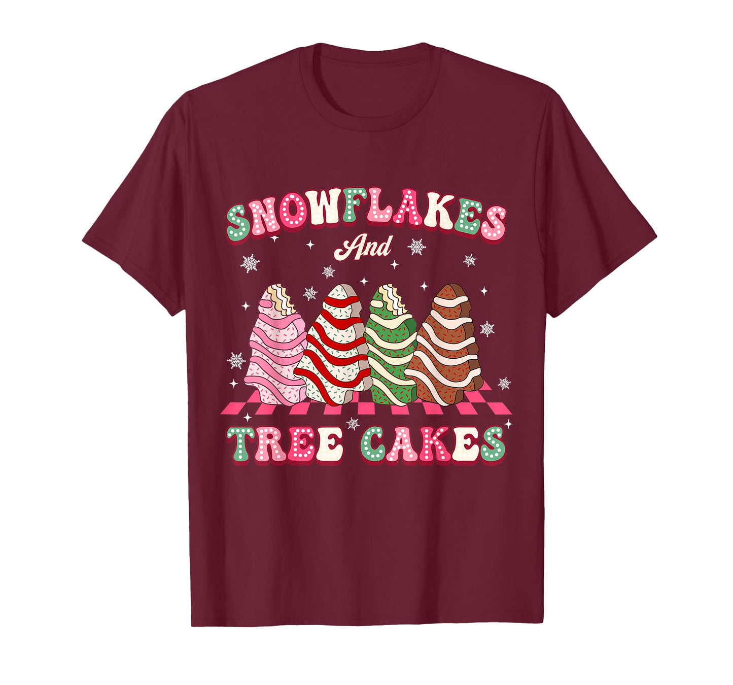 Snowflakes and Tree Cakes Christmas Cake Pajamas for Family T-Shirt