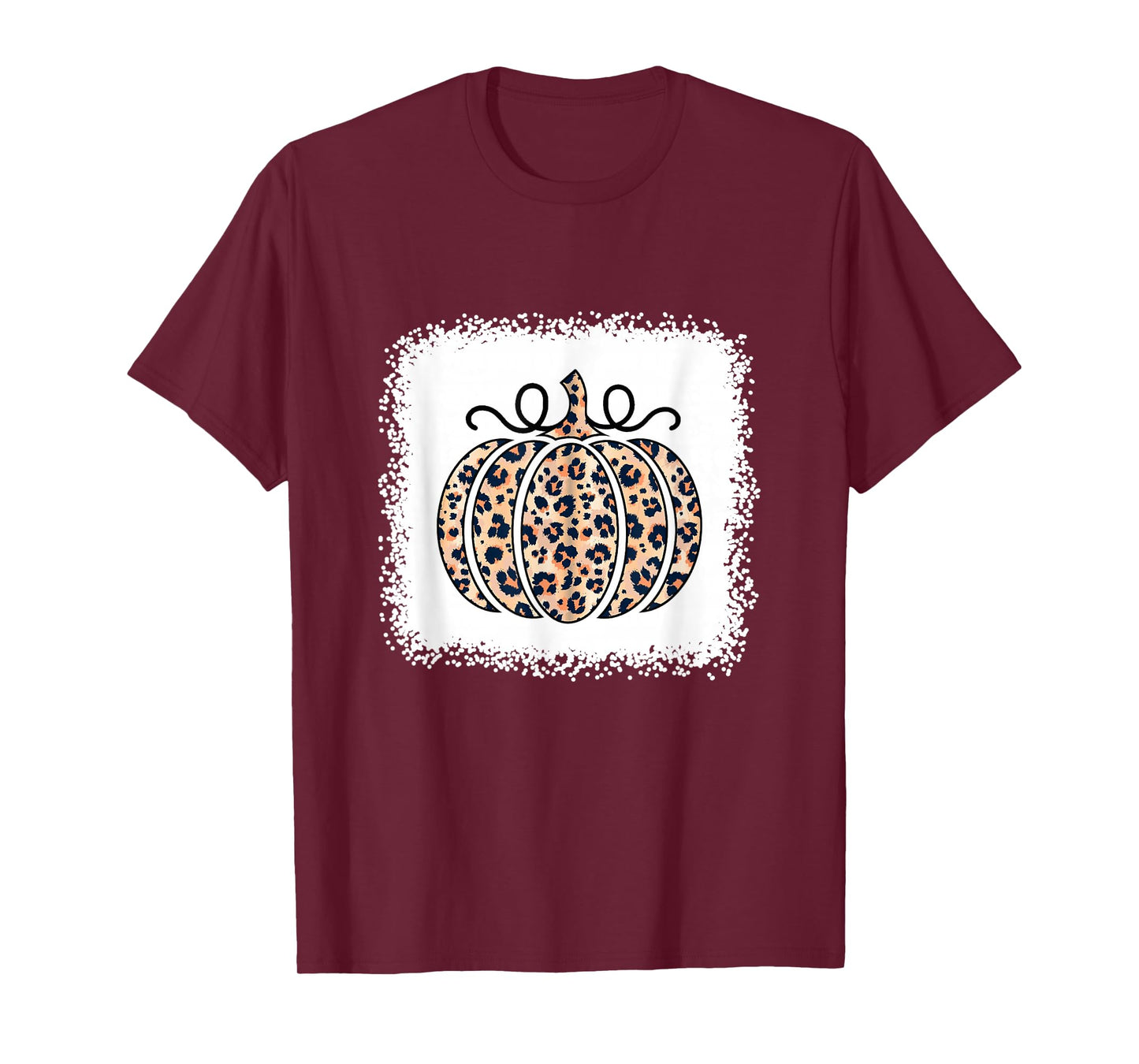 Halloween Pumpkin Bleached Leopard Print for Women Teen Girl T-Shirt