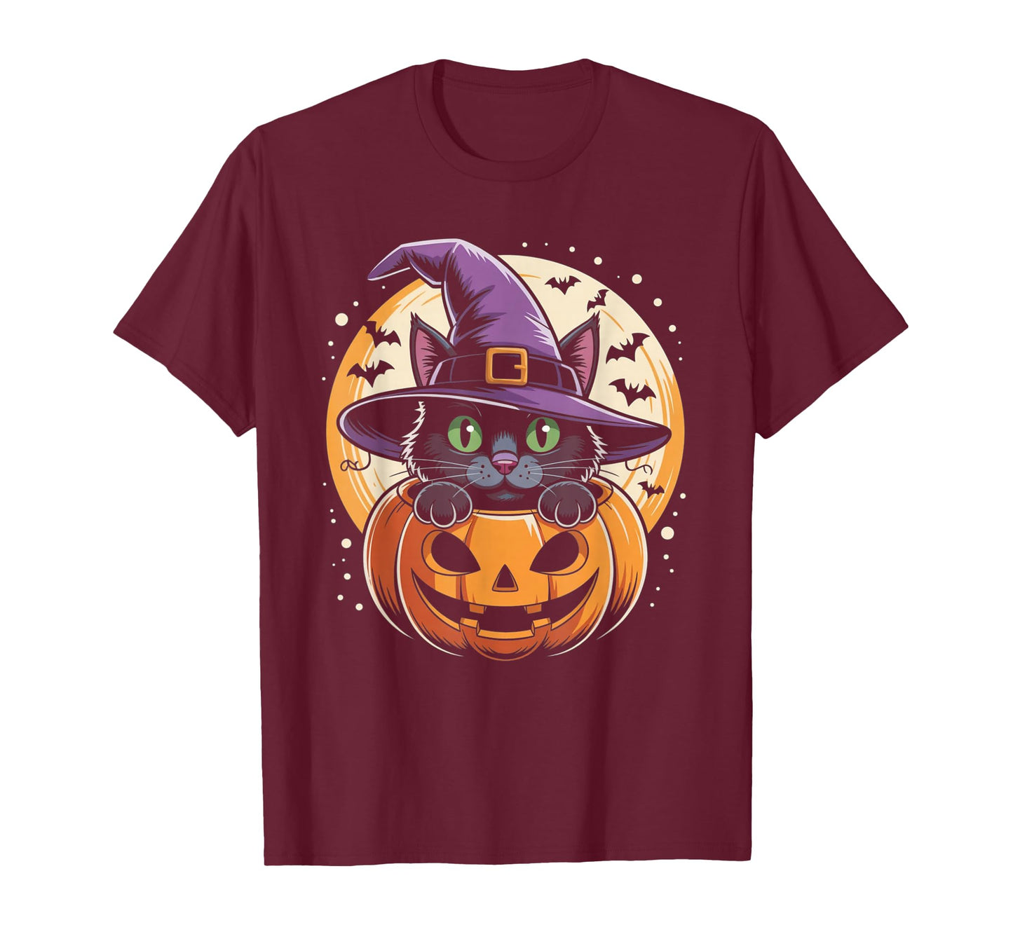 Cat Halloween Pumpkin Black Cat Scarry Spooky Gifts Kids T-Shirt