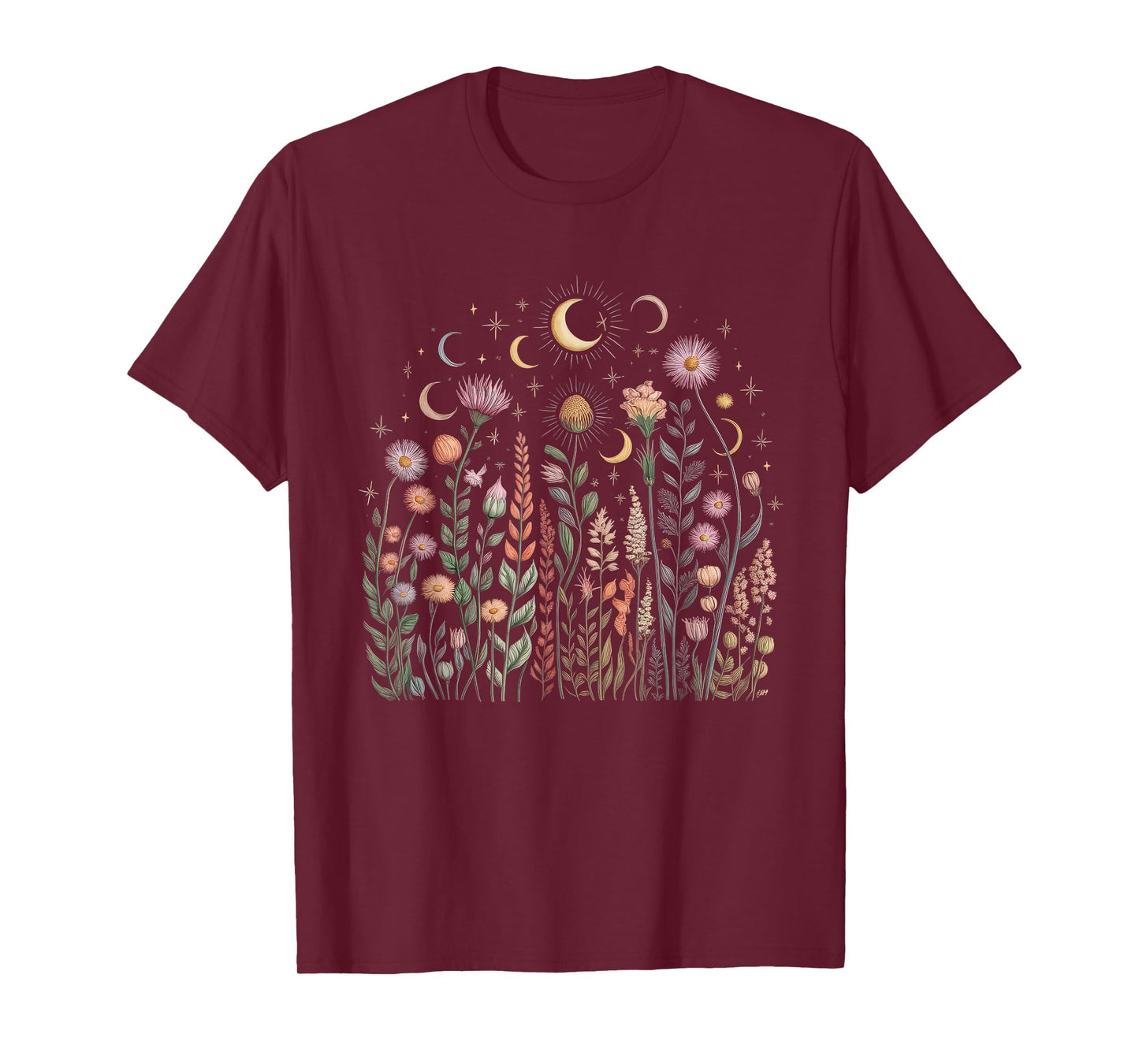 Floral Women TShirt Vintage Boho Wildflower Botanical Flower T-Shirt