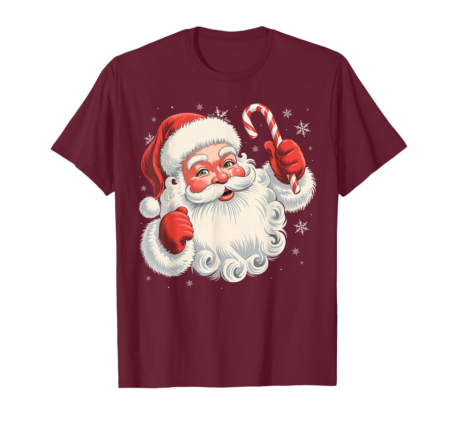 Vintage Santa Claus Merry Christmas Candy Cane Men Women Kid T-Shirt