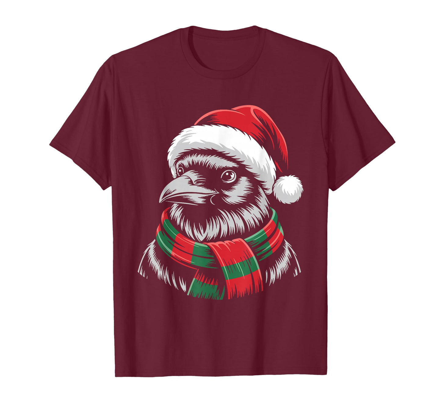 Raven Xmas Santa Hat Scarf Christmas Costume T-Shirt