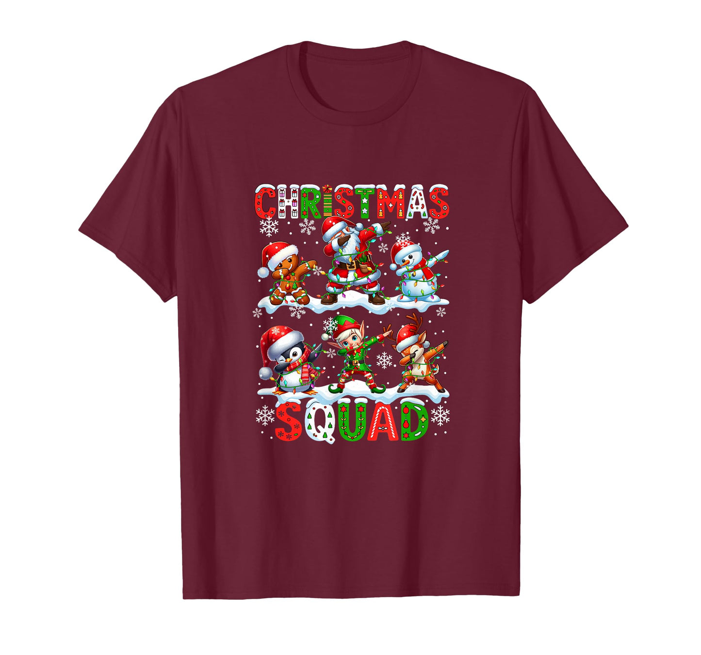 Christmas Squad Dabbing Gingerbread Reindeer Santa Snowman T-Shirt