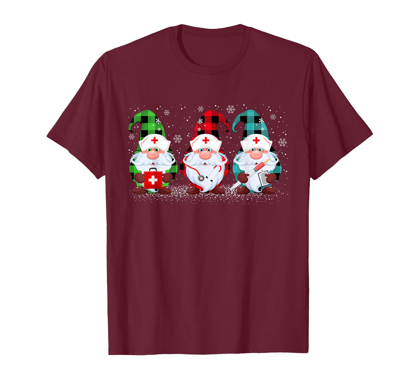 Nurse Christmas Gnomes Funny Nurse Scrub Top Xmas Pajamas T-Shirt
