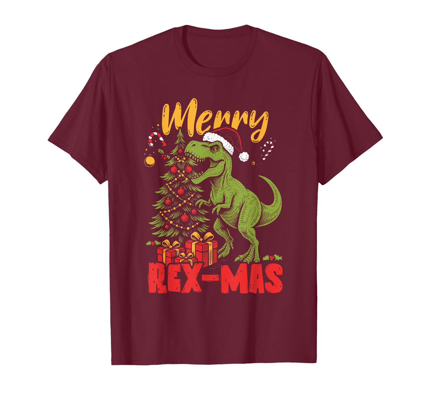 Merry Rex-Mas Santa Dinosaur Retro Christmas Dino T-Shirt