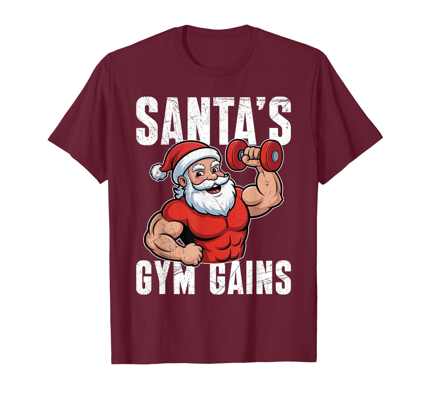 Santa Claus Santa's Gym Gains Funny Weight Training T-Shirt