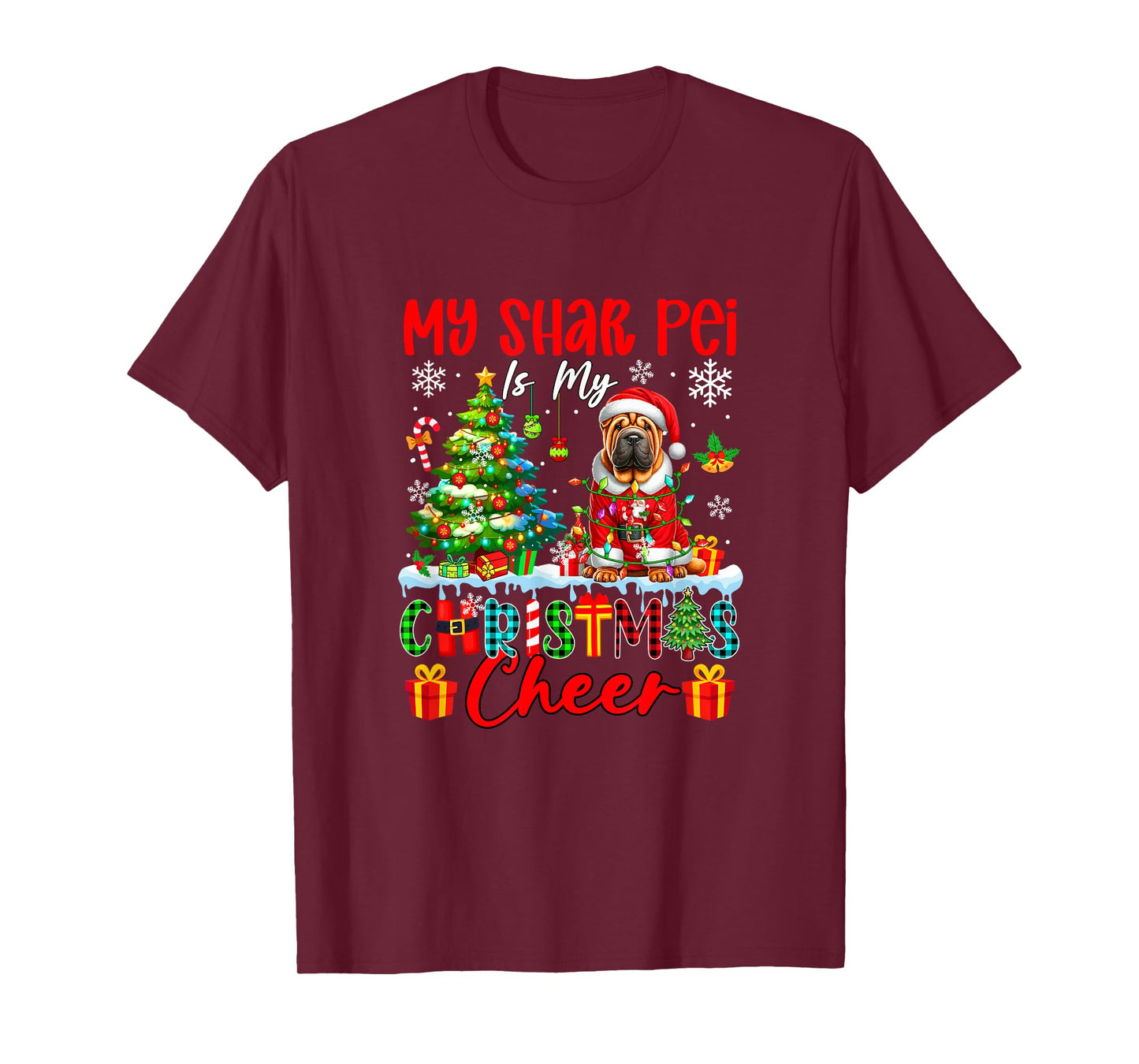 My Shar Pei is My Xmas Cheer Funny Santa Dog Owner Kids T-Shirt
