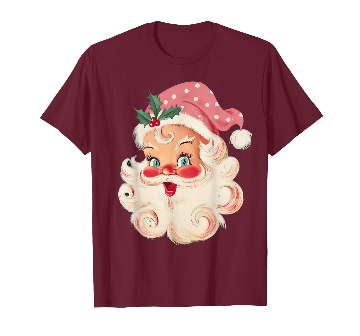 Vintage Retro Pink Santa Claus Christmas Xmas Men Women Kid T-Shirt