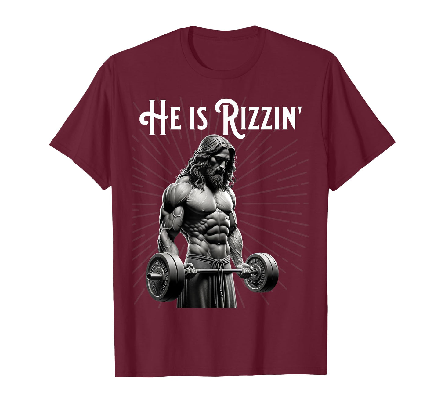 Gym Lifting Ripped Muscles He is Rizzin Jesus Weightlifting T-Shirt