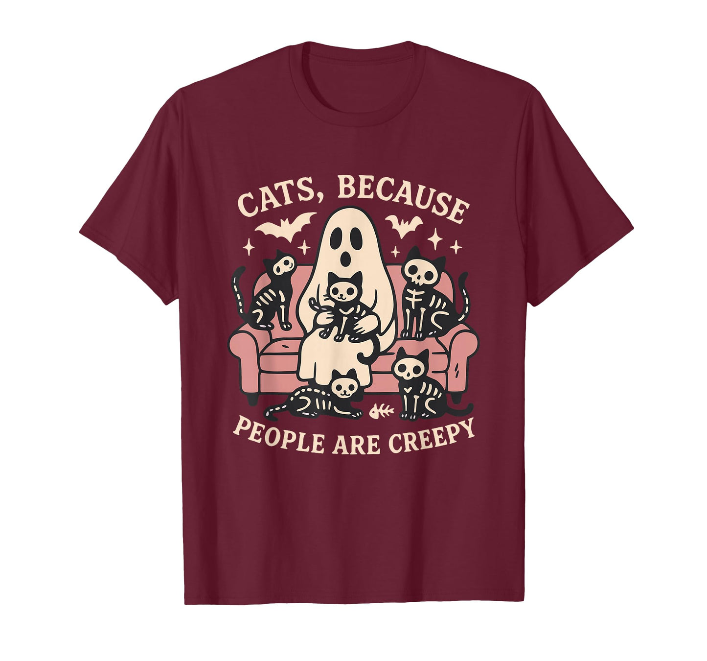 Cats Because People are Creepy Halloween Black Cat Mom Women T-Shirt