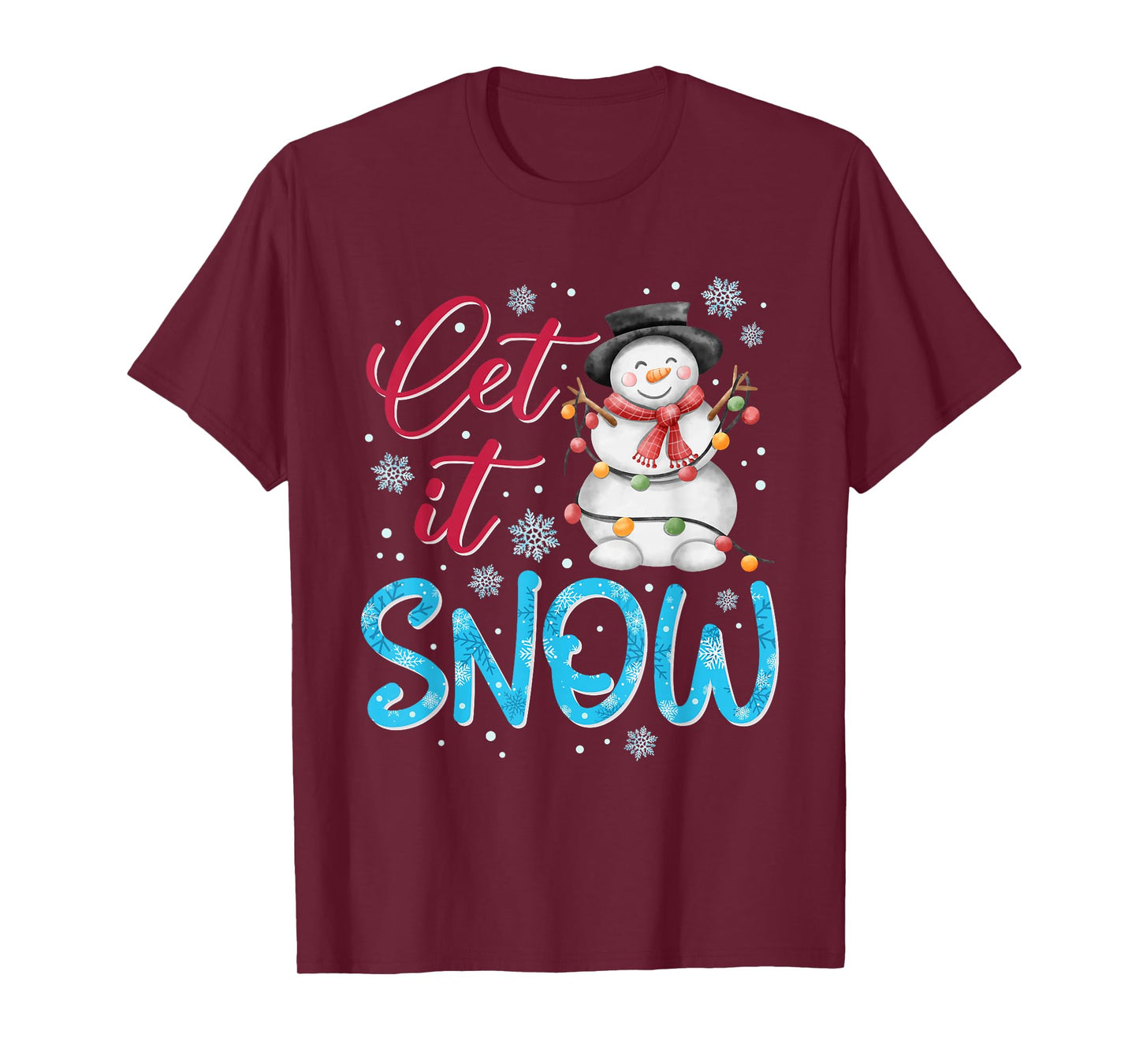 Let Snow Christmas Snowman Snowflakes Xmas Matching Family T-Shirt