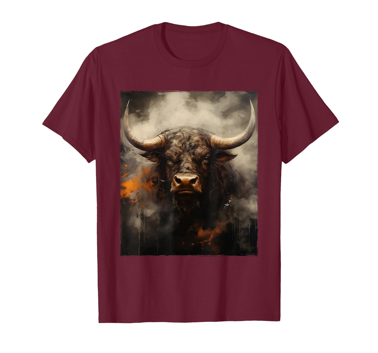 Bull Portrait Motivation Gym Wild Artwork Head T-Shirt