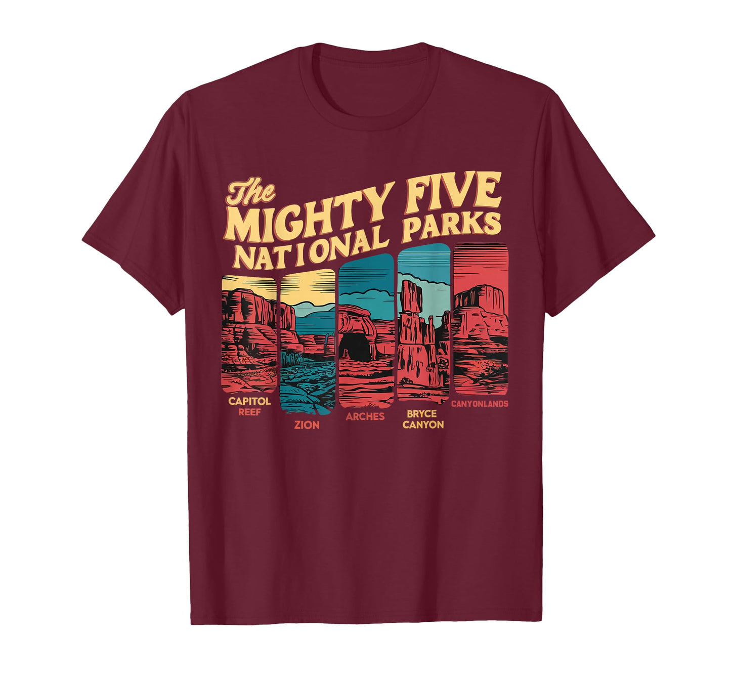 Mighty Five Big 5 National Parks Hiking Camping Vintage Utah T-Shirt