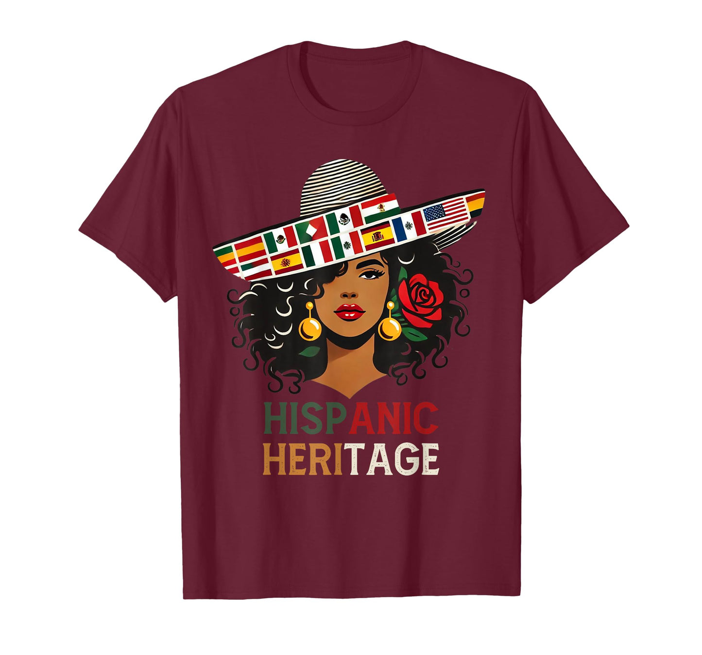 Hispanic Heritage Month Women's Latino Countries Flags Hat T-Shirt