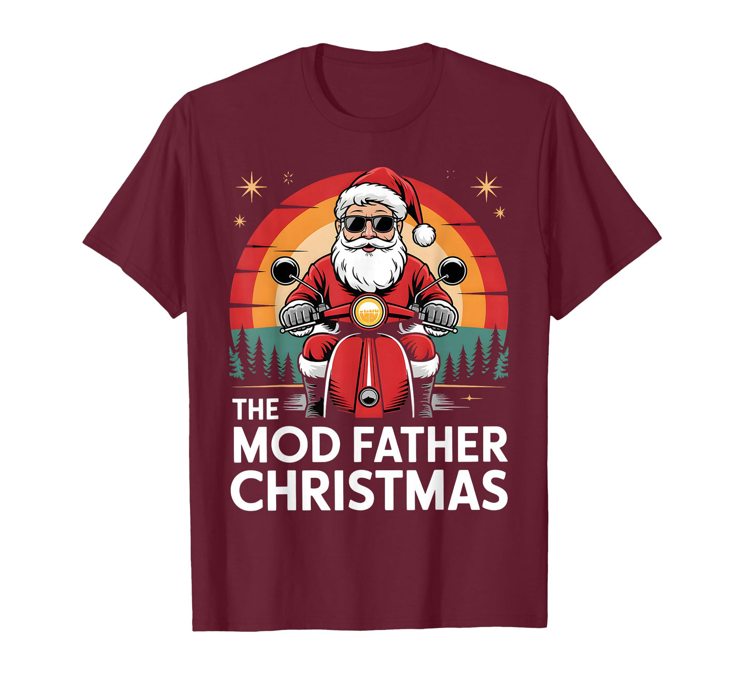 Funny Santa On Motorbike for Mods The Mod Father Christmas T-Shirt