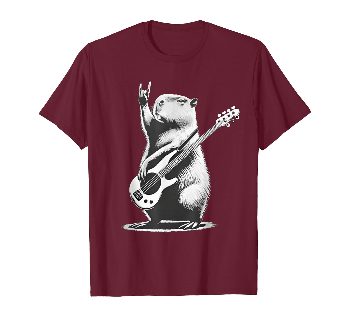 Vintage Capybara Playing Guitar Retro Capybara Rock Music T-Shirt