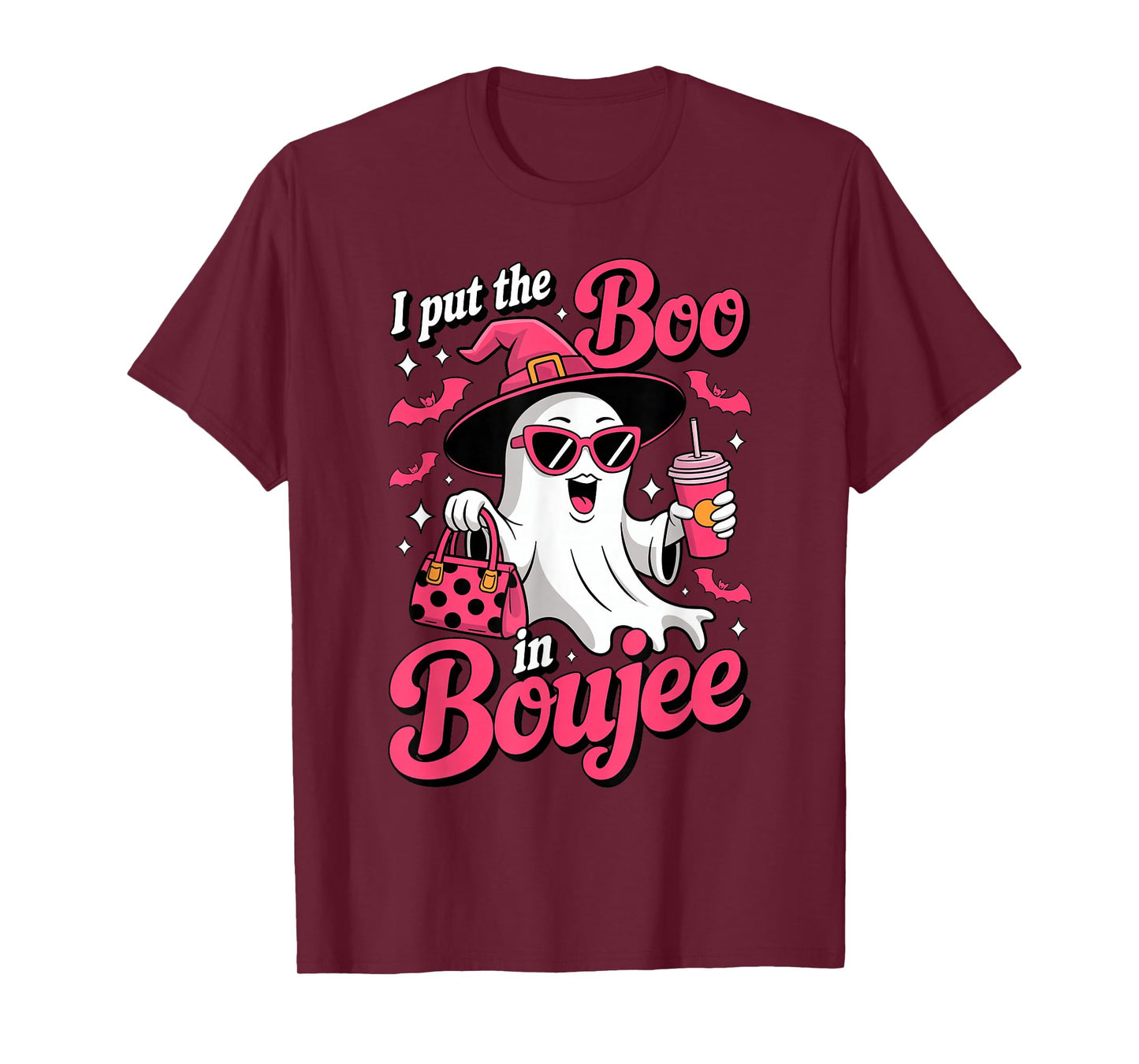 Pink Ghost Boujee Sarcastic Halloween Party Witch Costume T-Shirt