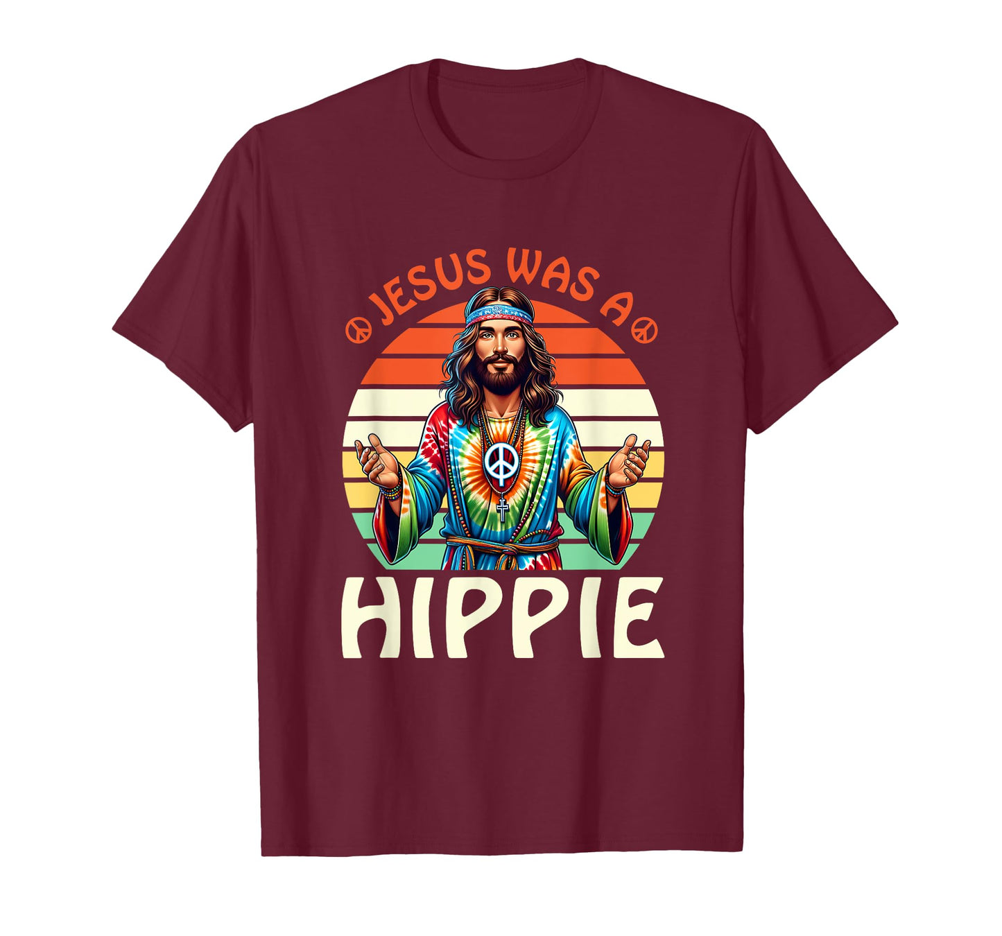 Groovy There Was Jesus Cross Christian Religious Hippie T-Shirt