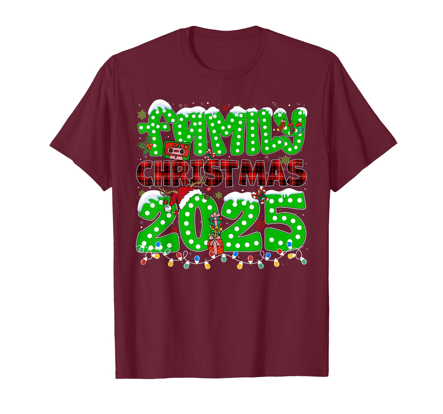 Family Holiday Christmas 2025 Xmas Lights Santa Pajamas T-Shirt