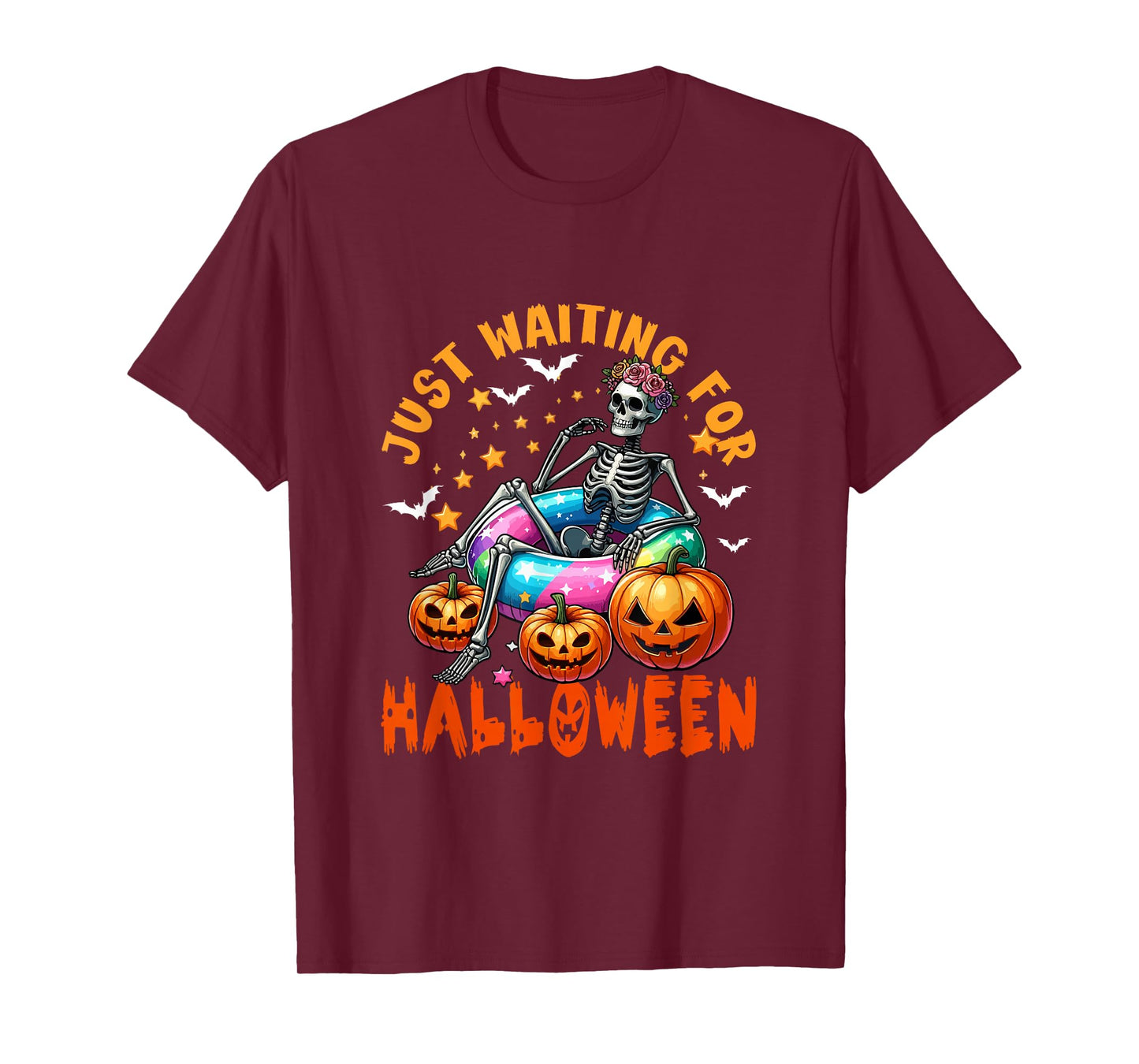 Waiting for Halloween Skeleton Colorful Costume Parties T-Shirt
