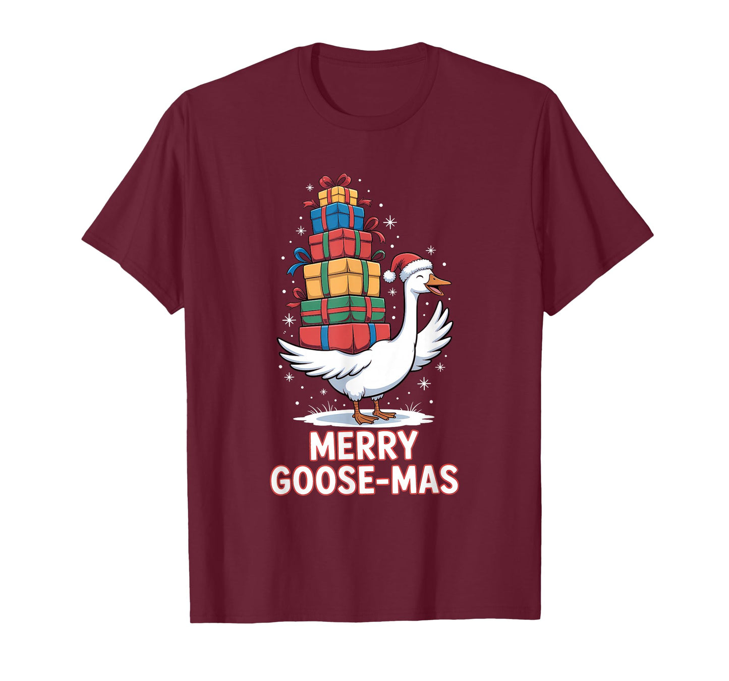 Merry Goose-mas with Xmas Presents Funny Christmas Goose T-Shirt