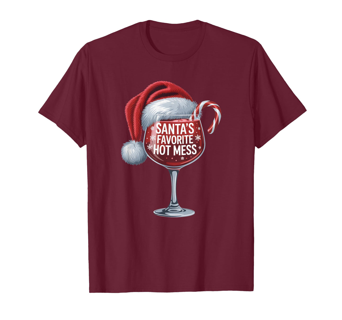 Santa’s Favorite Hot Mess Funny Holiday Drinking Theme T-Shirt