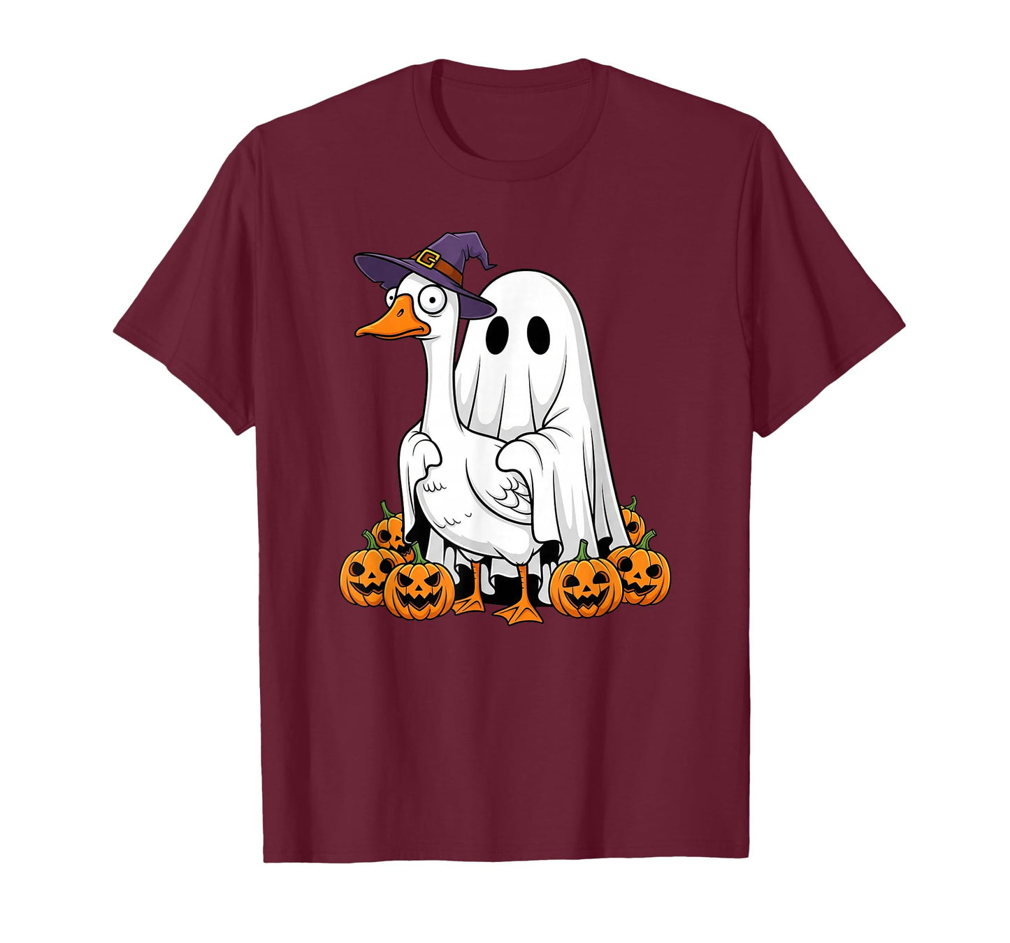 Funny Ghost Goose Pumpkin Halloween Kids Mens Womens T-Shirt