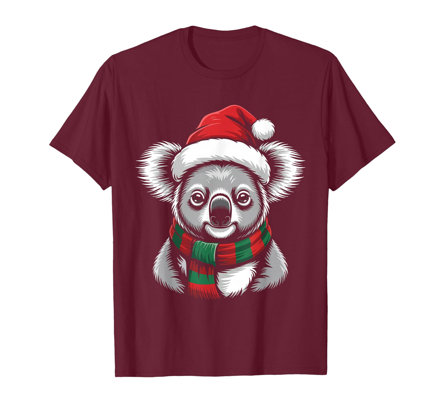 Koala Xmas Santa Hat Scarf Christmas Costume T-Shirt