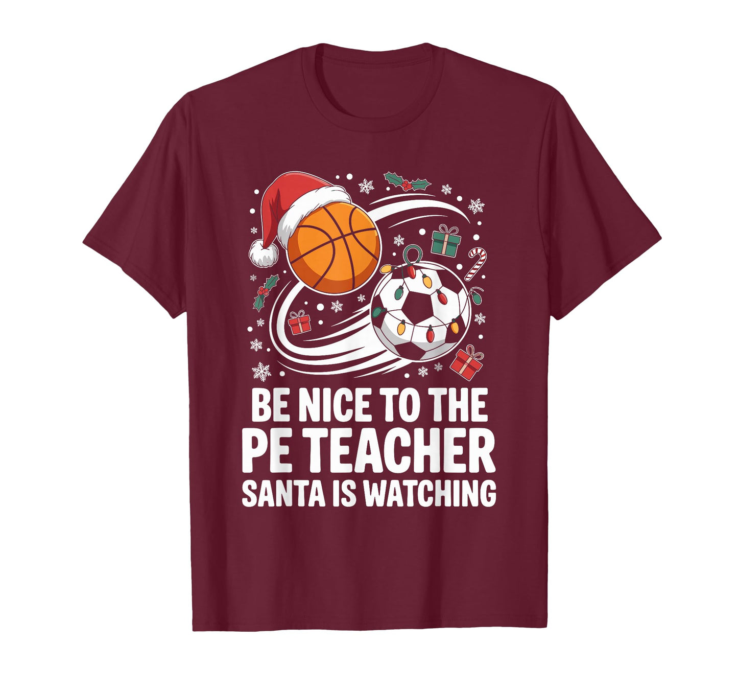 Funny PE Teacher Christmas Physical Education Xmas T-Shirt
