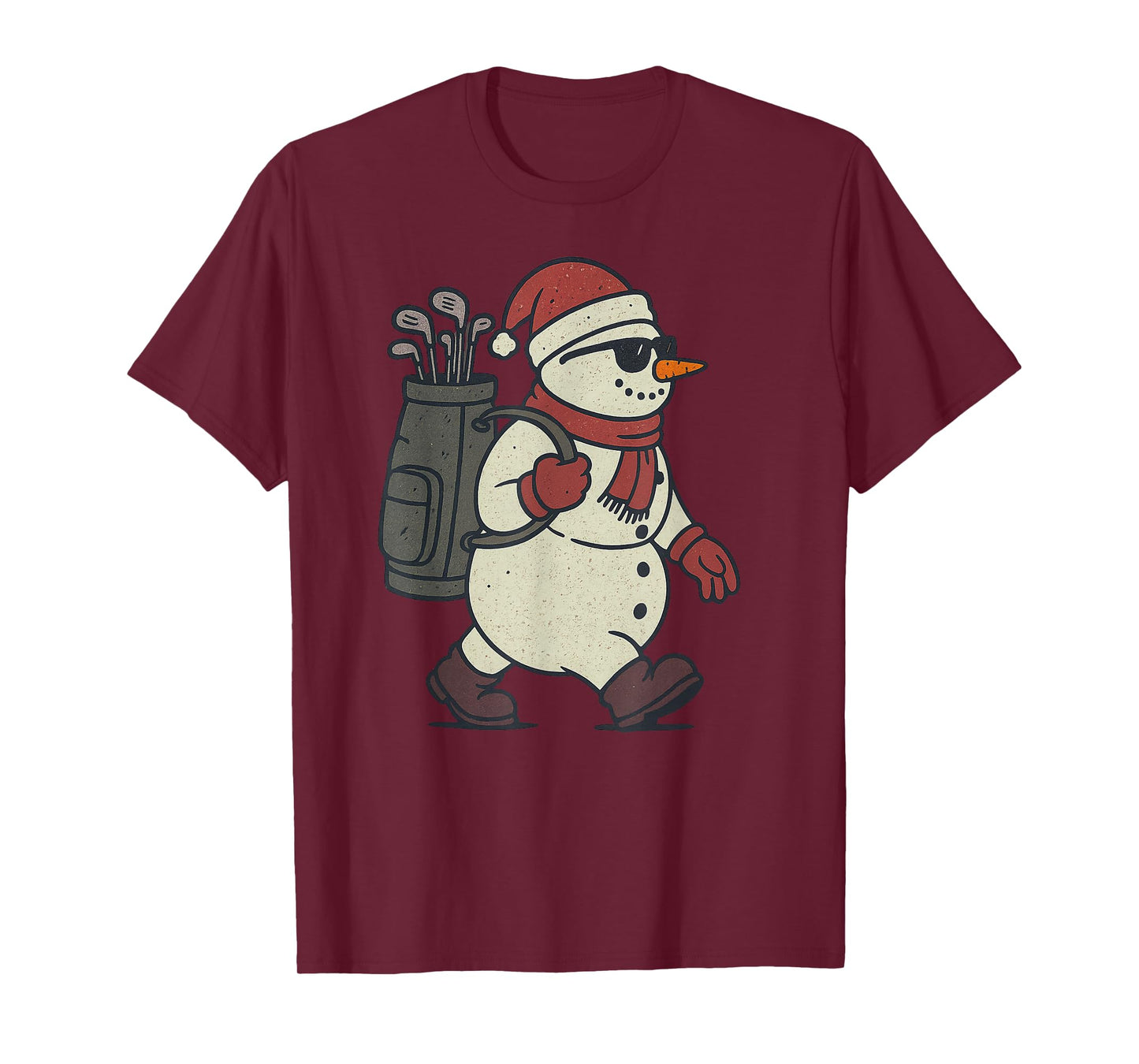 Snowman Playing Golf Christmas Vintage Funny Xmas T-Shirt