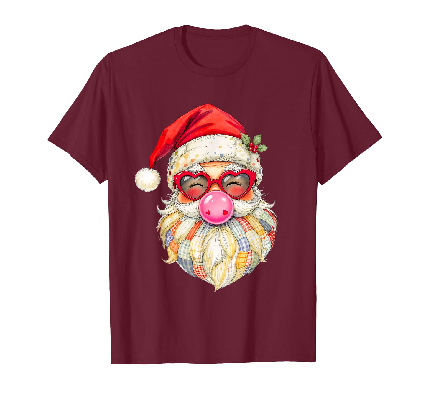 Patchwork Santa Claus Face Vintage Christmas Men Women Kids T-Shirt